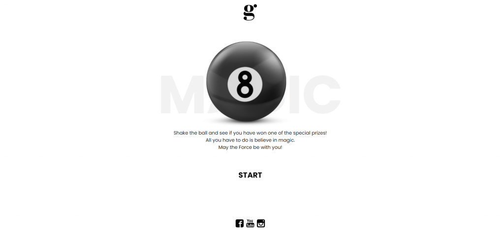 Dot.vu Magic 8 Ball template: 
Entertain and reward your customers with this engaging Magic 8 Ball instant win game