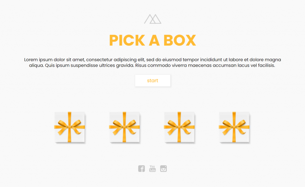 Generate loyalty through entertainment with this Pick a Box template