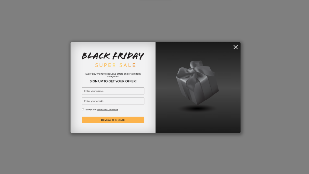 black week popup template by dot.vu