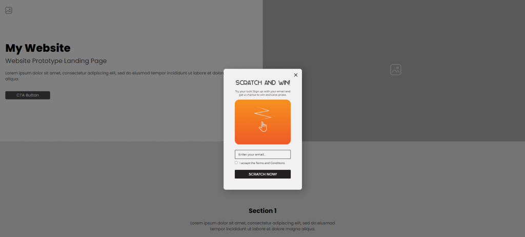 Scratch card popup template by Dot.vu