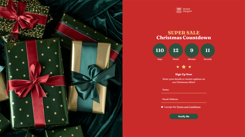 Christmas sign-up page by Dot.vu