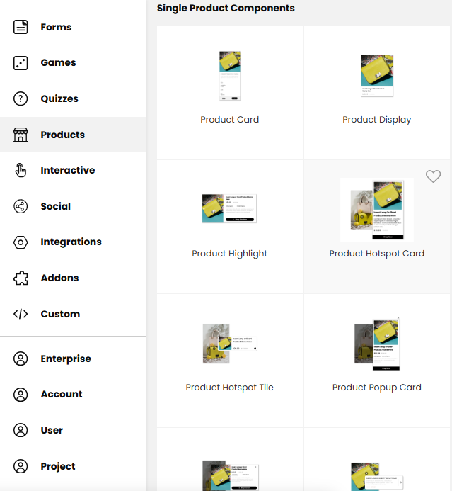 Product Display components in Dot.vu advanced editor