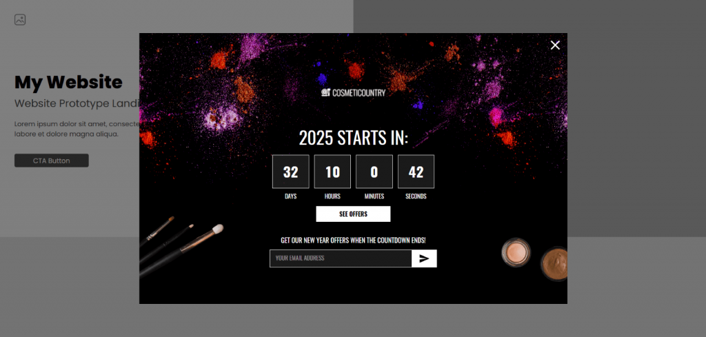 New Year’s Countdown Popup template by Dot.vu