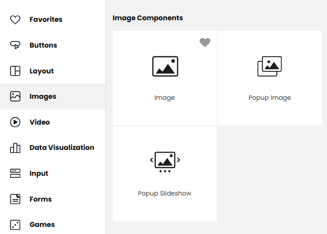 Images component in Dot.vu advanced editor