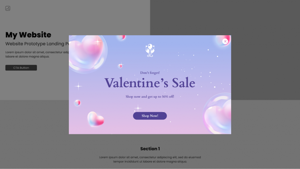 Valentine’s Day Sale Interactive Popup Template
